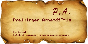 Preininger Annamária névjegykártya